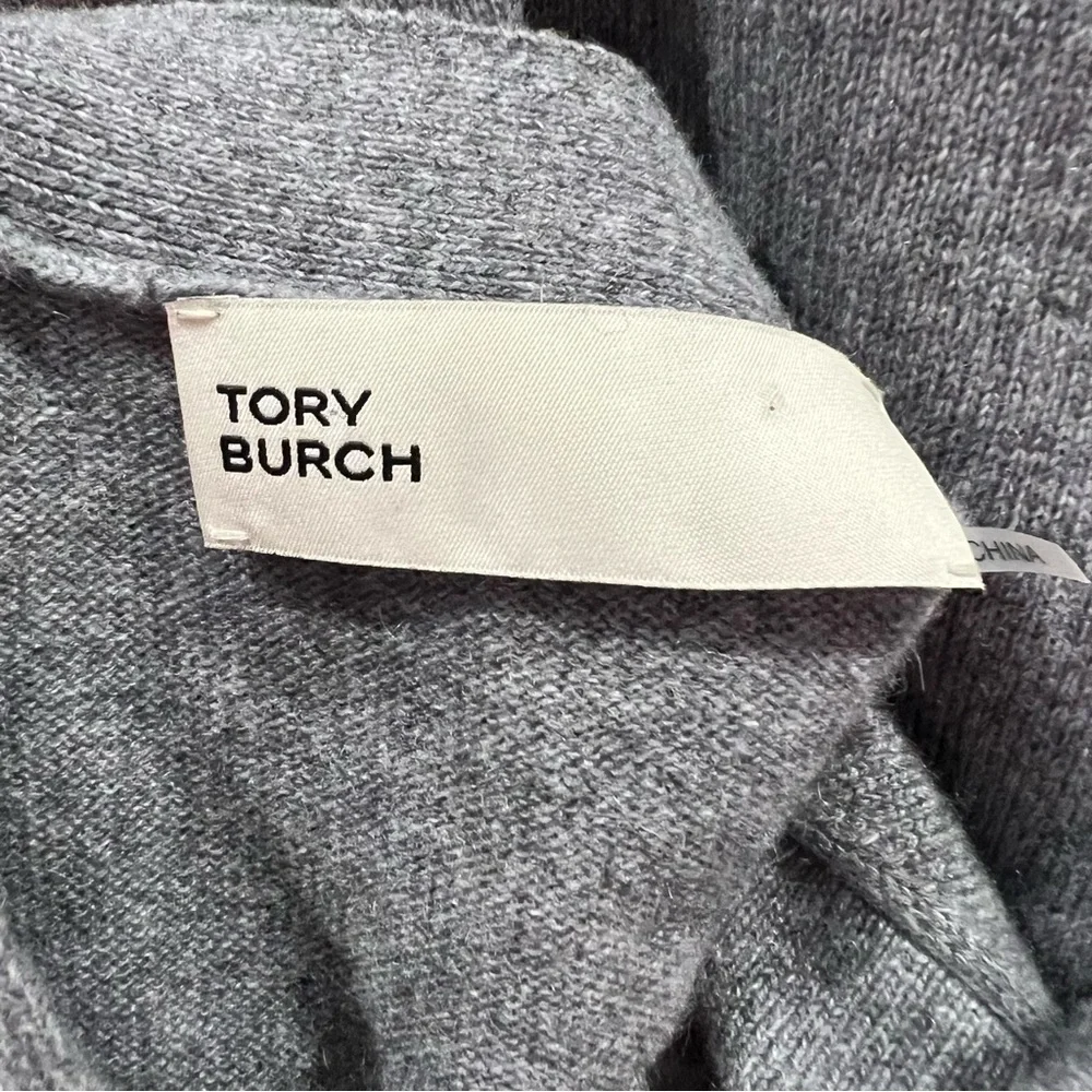 Tory Burch Gray V Neck Cashmere Cardigan Sweater Size Small